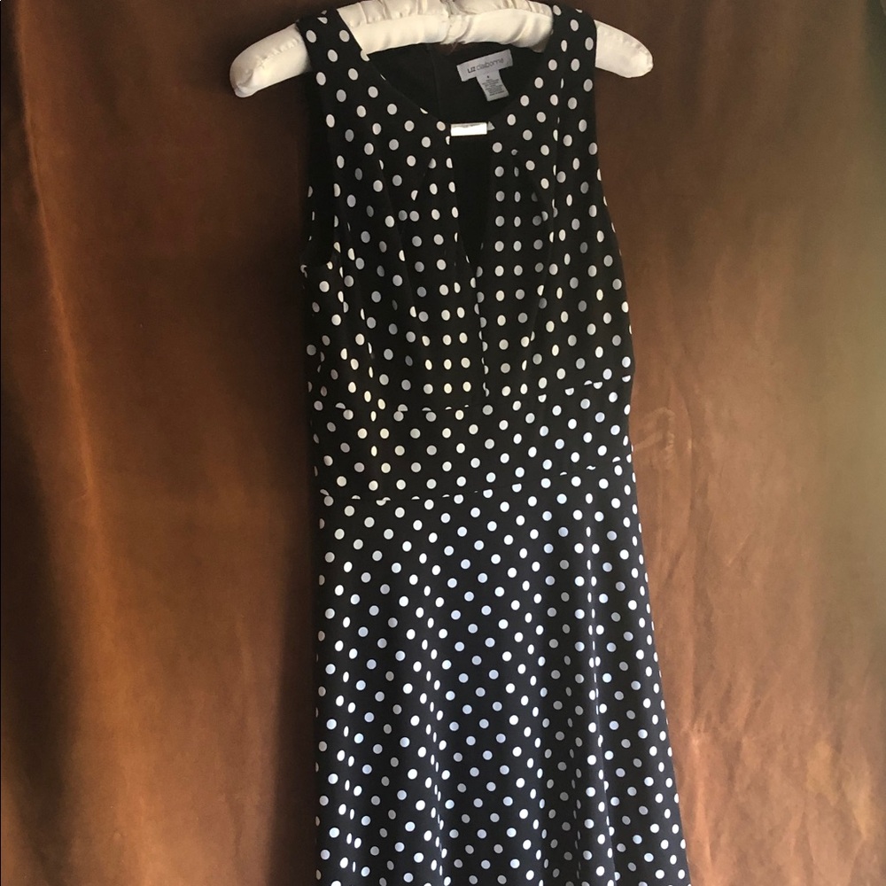 Liz Claiborne Black and White Polka Dot Midi Dress